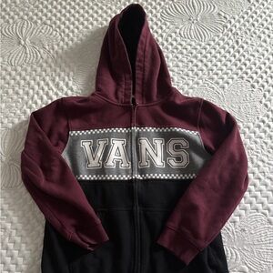 Vans Maroon and Black Zip-Up Hoodie